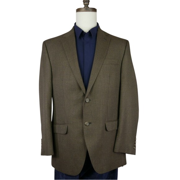 Chaps Sport Coat Blazer Mens 40R Brown Houndstooth Two Button - Picture 5 of 16